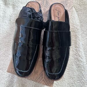 Free People At Ease Loafer Black Patent Mules 37/7